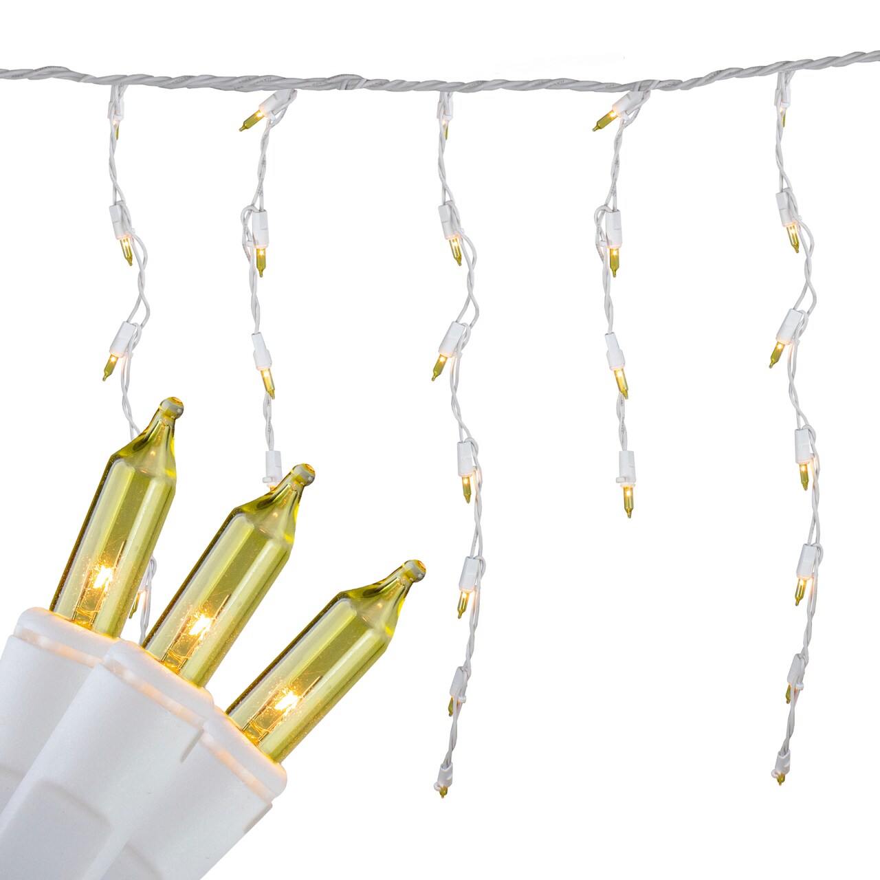 Brite Star Mini Icicle Christmas Lights - Yellow - 7.75' White Wire - 100ct